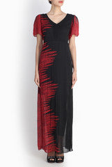 Pralii Black & Red Embroidered Maxi Dress