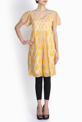Pralii Yellow Emroidered Tunic Dress