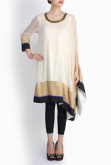 Pralii White Off-Shoulder Kaftan Tunic Dress