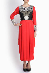 Pralii Red Drape Kurti