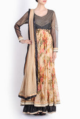 Pralii Black and Beige Anarkali Set