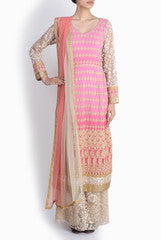 Pralii Baby Pink Shaded Suit Embroidered With Palazzos