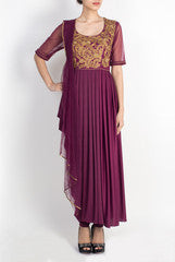 Pralii Wine Drape Suit Set