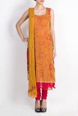 Pralii Dark Orange Red Layered  Straight Suit