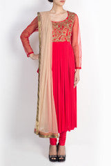 Pralii Red Drape Kurti With Dupatta
