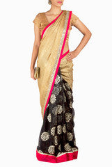 Priti Sahni Gold and Black Saree