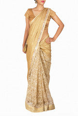 Priti Sahni Champagne Gold Saree