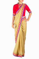 Priti Sahni Golden Shimmer Dobby Georgette Saree