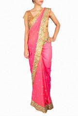 Priti Sahni Peach Pink Ombre Saree