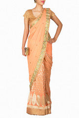 Priti Sahni Deep Peach Saree