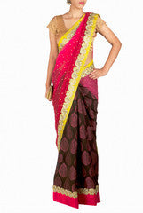 Priti Sahni Crimson and Black Saree