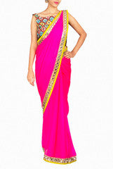 Priti Sahni Pink Saree