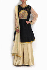 Pritam Saha Black and Beige Suit Set