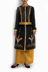 Pritam Saha Black Shirt dress and Golden Pallazos