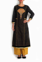 Pritam Saha Black Kurta and Golden Pallazos