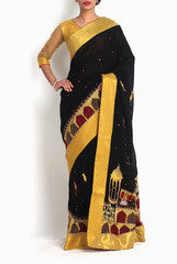 Pritam Saha Black Georgette Sari with Aari work