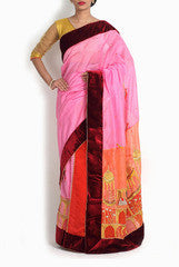 Pritam Saha Pink Multi Panelled Sari