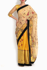 Pritam Saha Gold Multi Panelled Sari