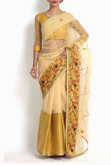 Pritam Saha Beige multi Panelled Sari