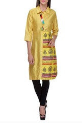 Preeti Tomar  Yellow Dupion Silk Kurta
