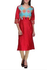 Preeti Tomar Red and Teal Long kurta