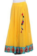 Preeti Tomar  Yellow Cotton Panels Skirt