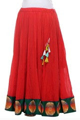 Preeti Tomar Red Cotton Panels Skirt