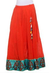 Preeti Tomar Orange Cotton Mul Mul Skirt