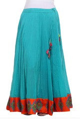 Preeti Tomar Teal Blue Cotton Mul Mul Panels Skirt