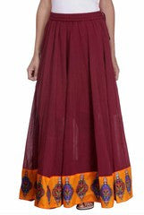 Preeti Tomar Burgundy Cotton Mul Mul Panels Skirt