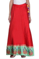 Preeti Tomar Red Dupion Silk Circular Skirt