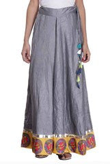 Preeti Tomar Grey Dupion Silk Circular Skirt