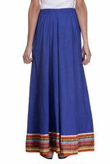 Preeti Tomar Blue Cotton Poplin Circular Skirt