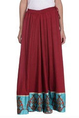Preeti Tomar Burgundy Cotton Poplin Skirt