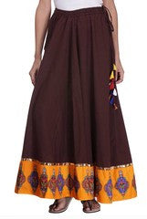 Preeti Tomar Brown Cotton Circular Skirt