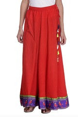 Preeti Tomar Red Cotton Poplin Circular Skirt