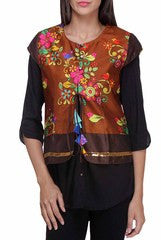 Preeti Tomar Brown Birds Jacket