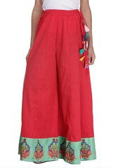 Preeti Tomar Red Cotton Flared Palazzo