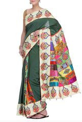 Preeti Tomar Sap Green Handloom Silk Saree