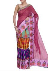 Preeti Tomar Purple Saree With Brocade Pleats