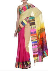 Preeti Tomar Lime Yellow and Magenta Saree