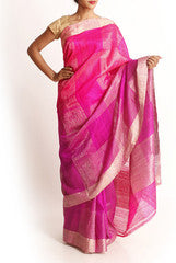 Rajyalakshmi Rani Pink Banarsi silk saree