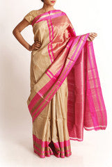 Rajyalakshmi Pink and Gold Banarsi silk saree