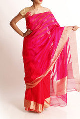 Rajyalakshmi Pink & Red Banarsi Silk Saree
