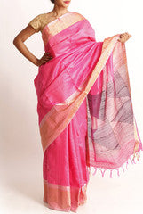 Rajyalakshmi Pink and Brown Banarsi Silk Saree