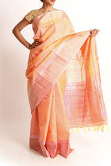 Rajyalakshmi Peach Banarsi Silk Saree