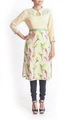 Regal Armoire Cream Parrot Print Kurta