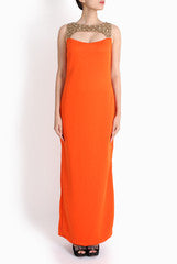 Red Couture Orange Maxi Gown