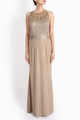 Red Couture Golden Shimmer Gown