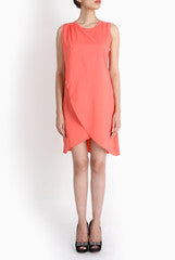 Red Couture Peach Overlap Dress